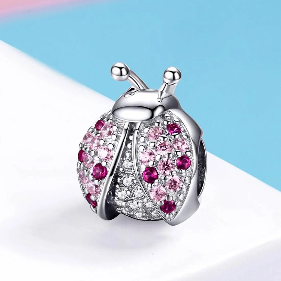 925 Sterling Silver Zircon Ladybug Bracelet / Necklace Set