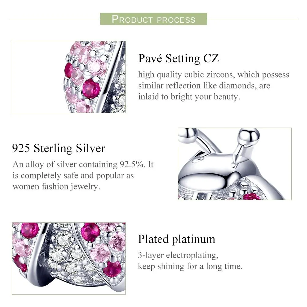 925 Sterling Silver Zircon Ladybug Bracelet / Necklace Set