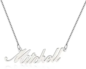925 Sterling Sliver Custom Name Necklace Personalized Initial Necklaces Pendant Jewelry Gift for Her (Mitchell)