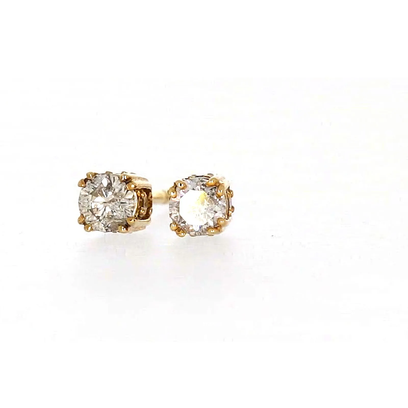 9ct Yellow Gold Round Brilliant Cut 1/4 Carat tw of Diamonds  Stud Earrings