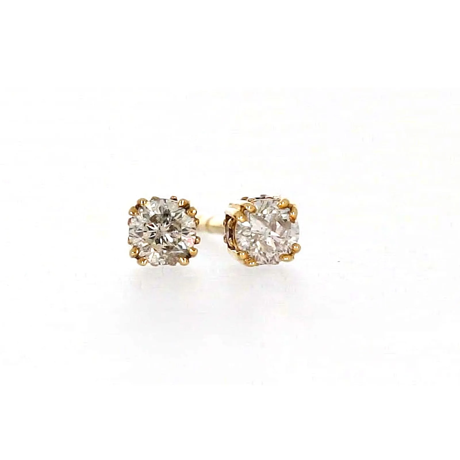 9ct Yellow Gold Round Brilliant Cut 1/4 Carat tw of Diamonds  Stud Earrings