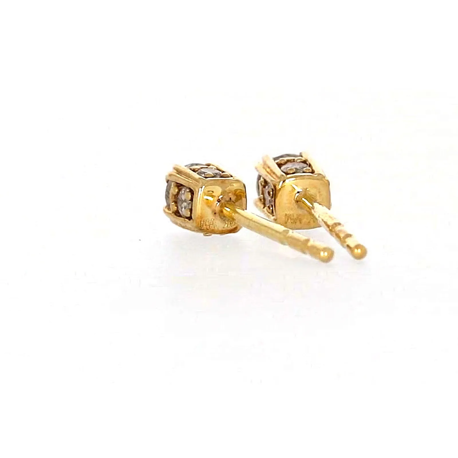 9ct Yellow Gold Round Brilliant Cut 1/4 Carat tw of Diamonds  Stud Earrings