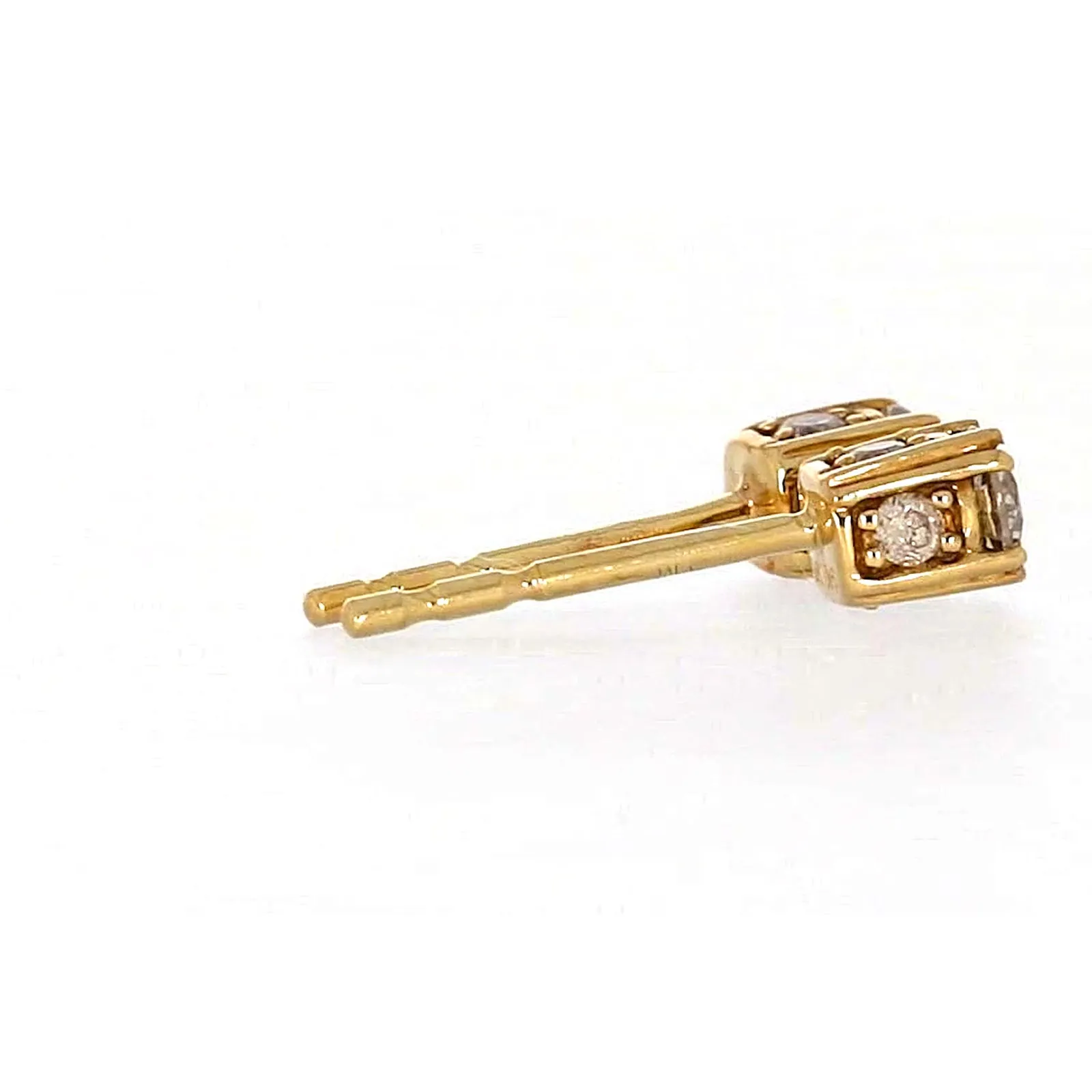 9ct Yellow Gold Round Brilliant Cut 1/4 Carat tw of Diamonds  Stud Earrings