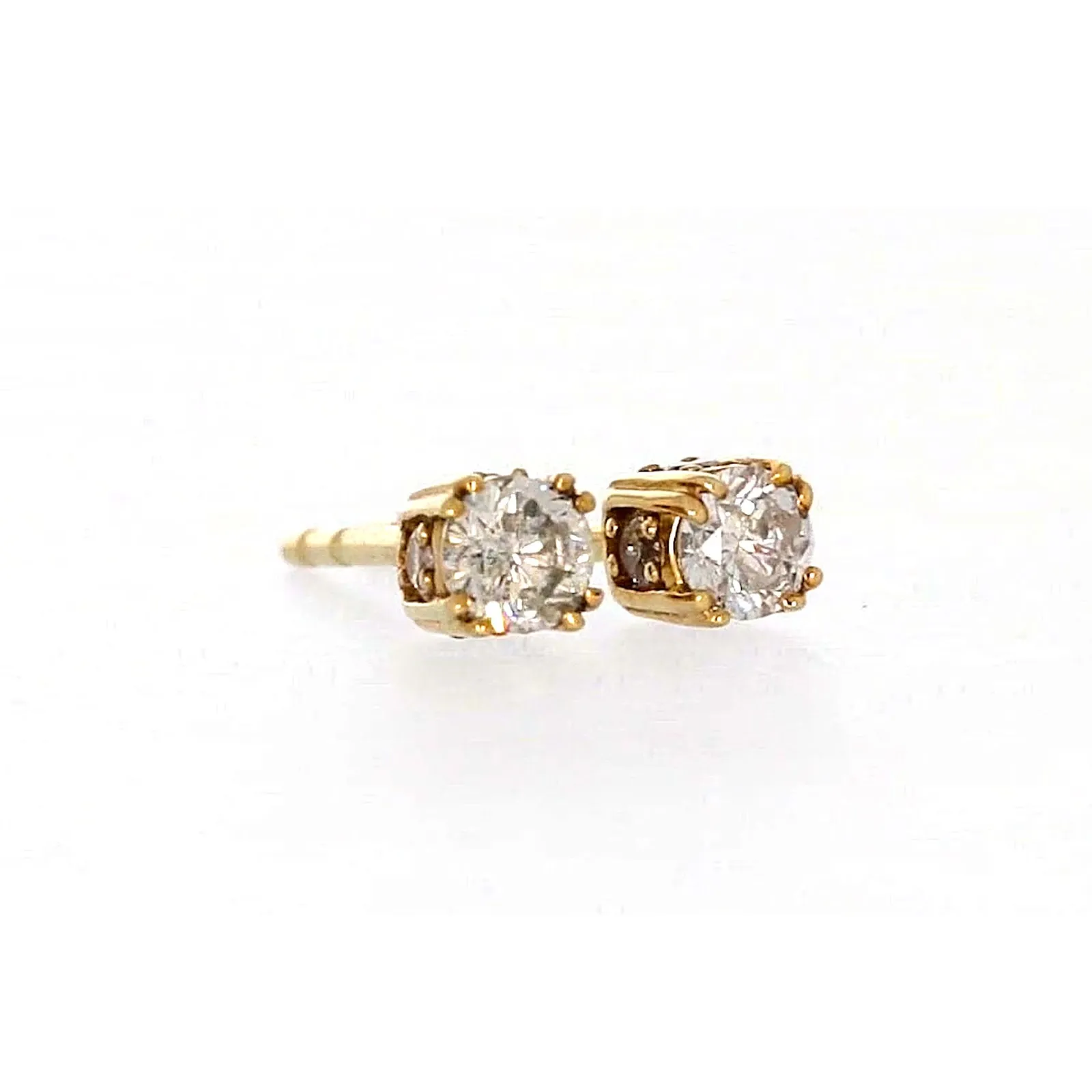 9ct Yellow Gold Round Brilliant Cut 1/4 Carat tw of Diamonds  Stud Earrings