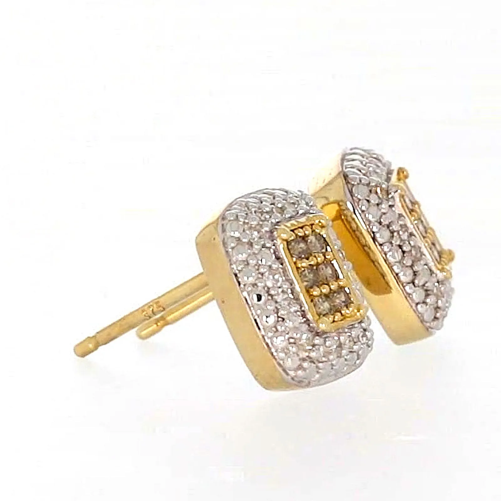9ct Yellow Gold Round Brilliant Cut with 0.20 CARAT tw of Diamonds Stud Earrings