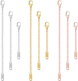 9Pcs Anklet Extender, Mabor Removable Necklace for Women Necklace Extenders Stainless Steel Jewelry Chain Extenders for Bracelet Necklace(Gold/Silver/Rose Gold,Length: 2" 4" 6")