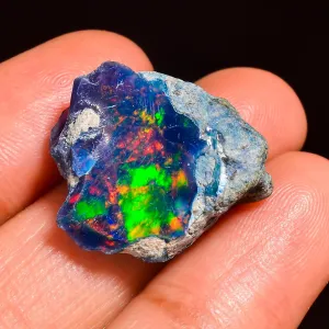 AAAA  Certified Natural Ethiopian Welo Opal Rough Gemstone  9.8 Ct Black Opal with Multi-Color Fire  Untreated Raw Crystal for Jewelry Making & Artisan Crafts