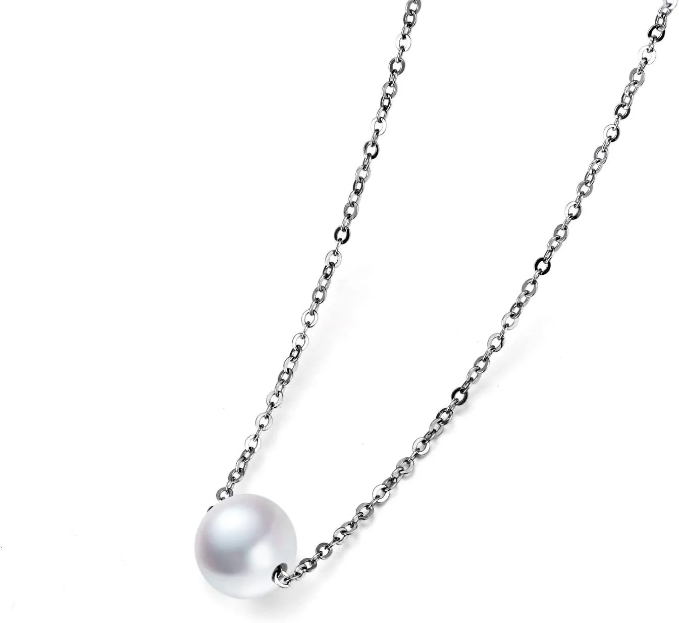 AAAA Single Pearl Choker Sterling Silver Necklace for Women 7-8mm Freshwater Cultured Pearls Wedding Bridesmaids Anniversary 14 16 18 inch