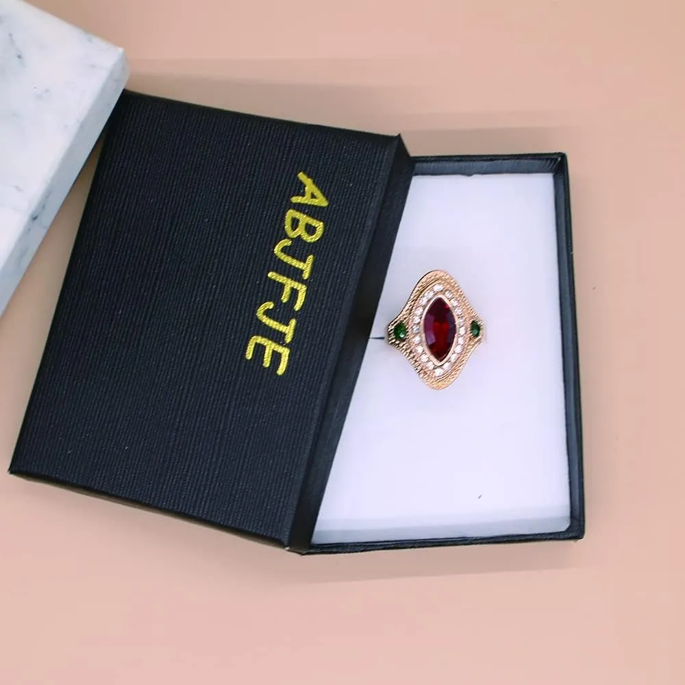 ABJFJE Blue Pink Oval Zircon Crystal Cocktail Statement Ring Rhinestone Stacking Wedding Engagement Anniversary Band Rings Fashion Jewelry Accessories for Women Gift Gold and Silver Plated