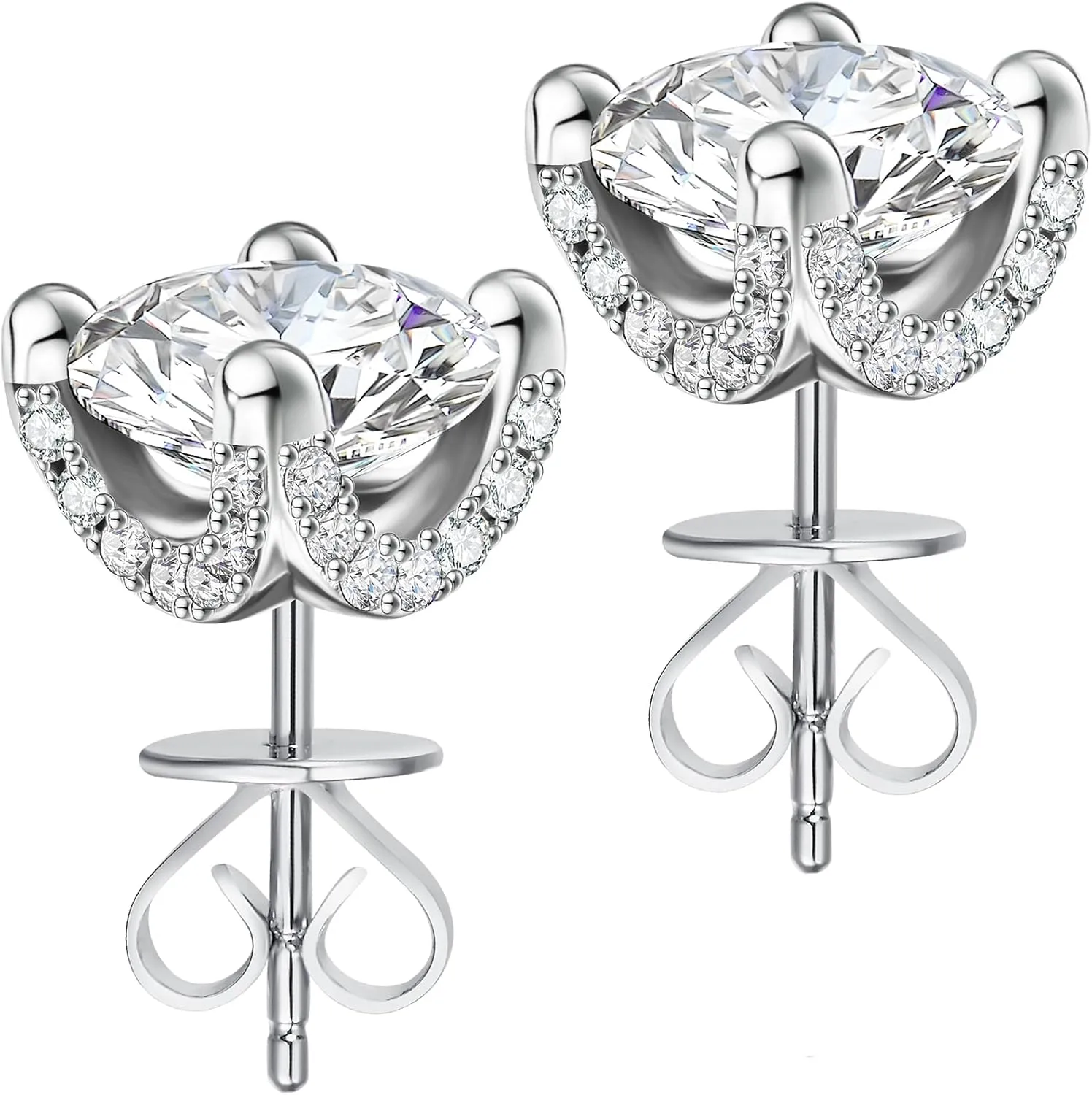 ABSOLUTE Moissanite Earrings Studs for Womens 2 Carat S925 Sterling Silver Stud Earrings D Color VVS1 Clarity