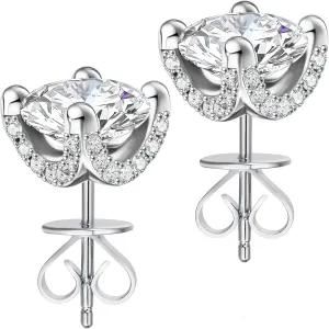 ABSOLUTE Moissanite Earrings Studs for Womens 2 Carat S925 Sterling Silver Stud Earrings D Color VVS1 Clarity
