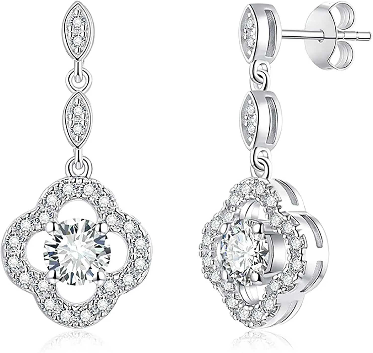 ABSOLUTE Moissanite Stud Earrings for Womens S925 Sterling Silver Drop Earrings for Women Hypoallergenic White Gold Plated Moissanite Hoop Earrings Studs for Women Promise Birthday Gift With Certificate