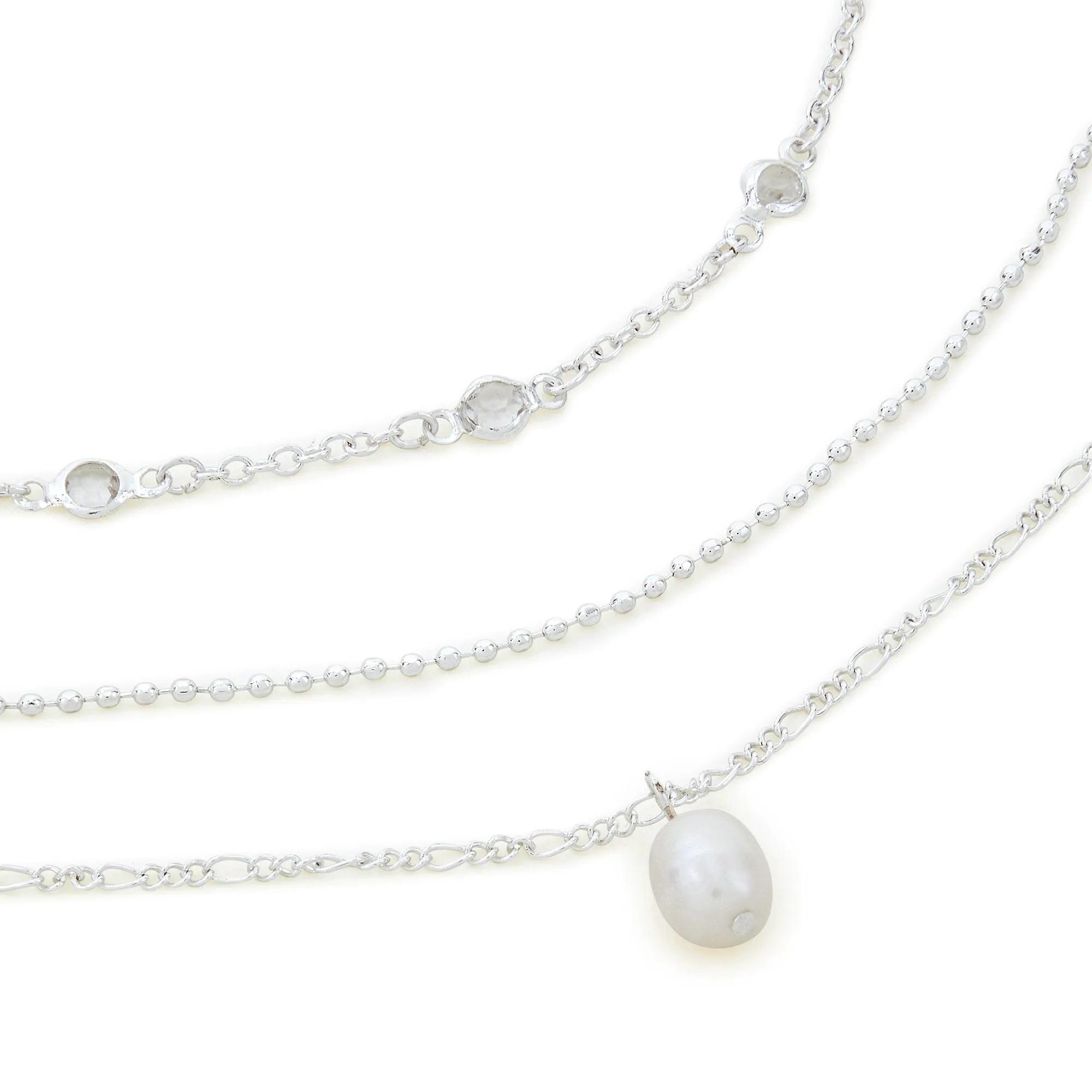 Accessorize London Women's Silver Station Disc & Pearl Anklets Pack Of 3