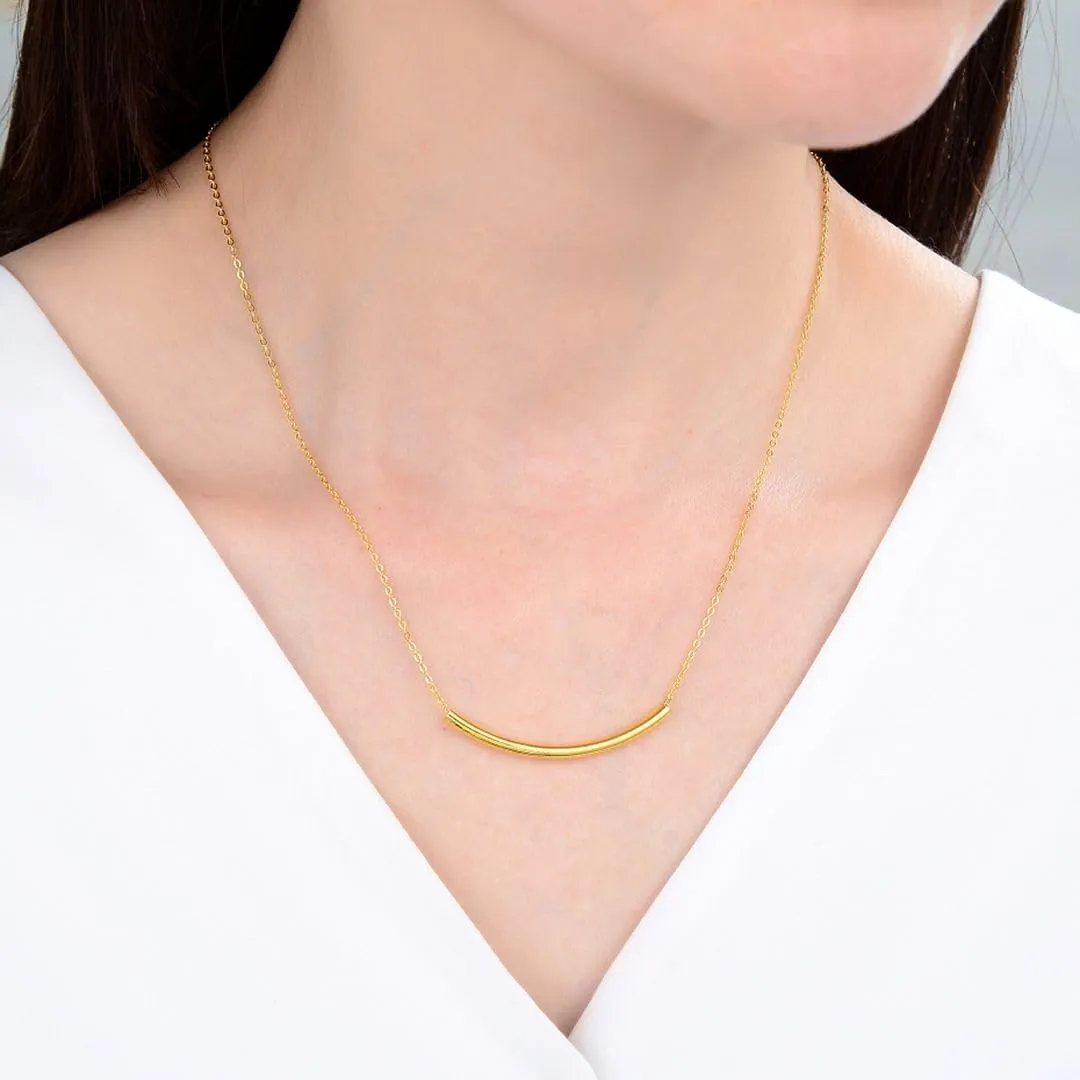 Adabele Solid Sterling Silver Curved Tube Necklace Cute Dainty Thin Chain 16 18 Inch Long Jewelry Hypoallergenic Nickel Free Women Birthday Gift