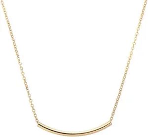 Adabele Solid Sterling Silver Curved Tube Necklace Cute Dainty Thin Chain 16 18 Inch Long Jewelry Hypoallergenic Nickel Free Women Birthday Gift