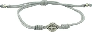 Adjustable Saint Benedict Medal Bracelet | Durable Light Grey Cord | Patron Saint of Students | Great Catholic Gift for First Communion and Confirmation