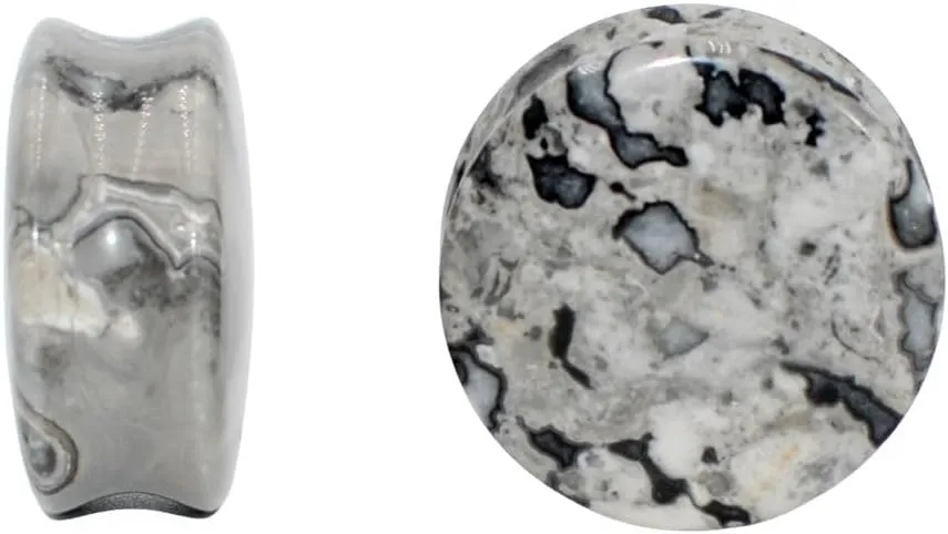 Agate Stone Ear Plugs Tunnels for Women Men Double Saddle Flared Expander Piercing Ears Gauge Plug Natural Organic Stones Stretcher Body Pierced Jewelry Gifts