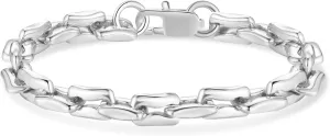 AIAINAGI Silver Link Chain Bracelets for Men Women 7mm Stainless Steel Paperclip Bracelets Rectangle Solid Chunky Chain 6.7/7.5/8.3Inches Unisex Wrist Jewelry Gift for Men