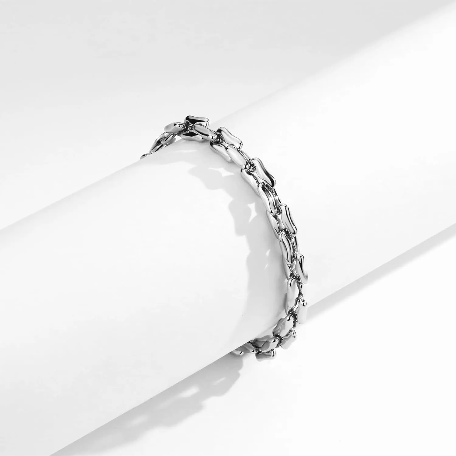 AIAINAGI Silver Link Chain Bracelets for Men Women 7mm Stainless Steel Paperclip Bracelets Rectangle Solid Chunky Chain 6.7/7.5/8.3Inches Unisex Wrist Jewelry Gift for Men
