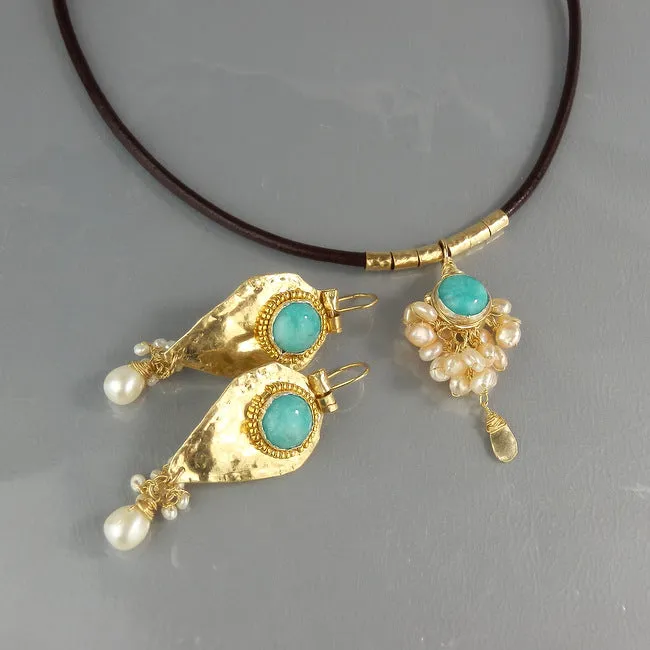 Amazonite Necklace Earrings Set