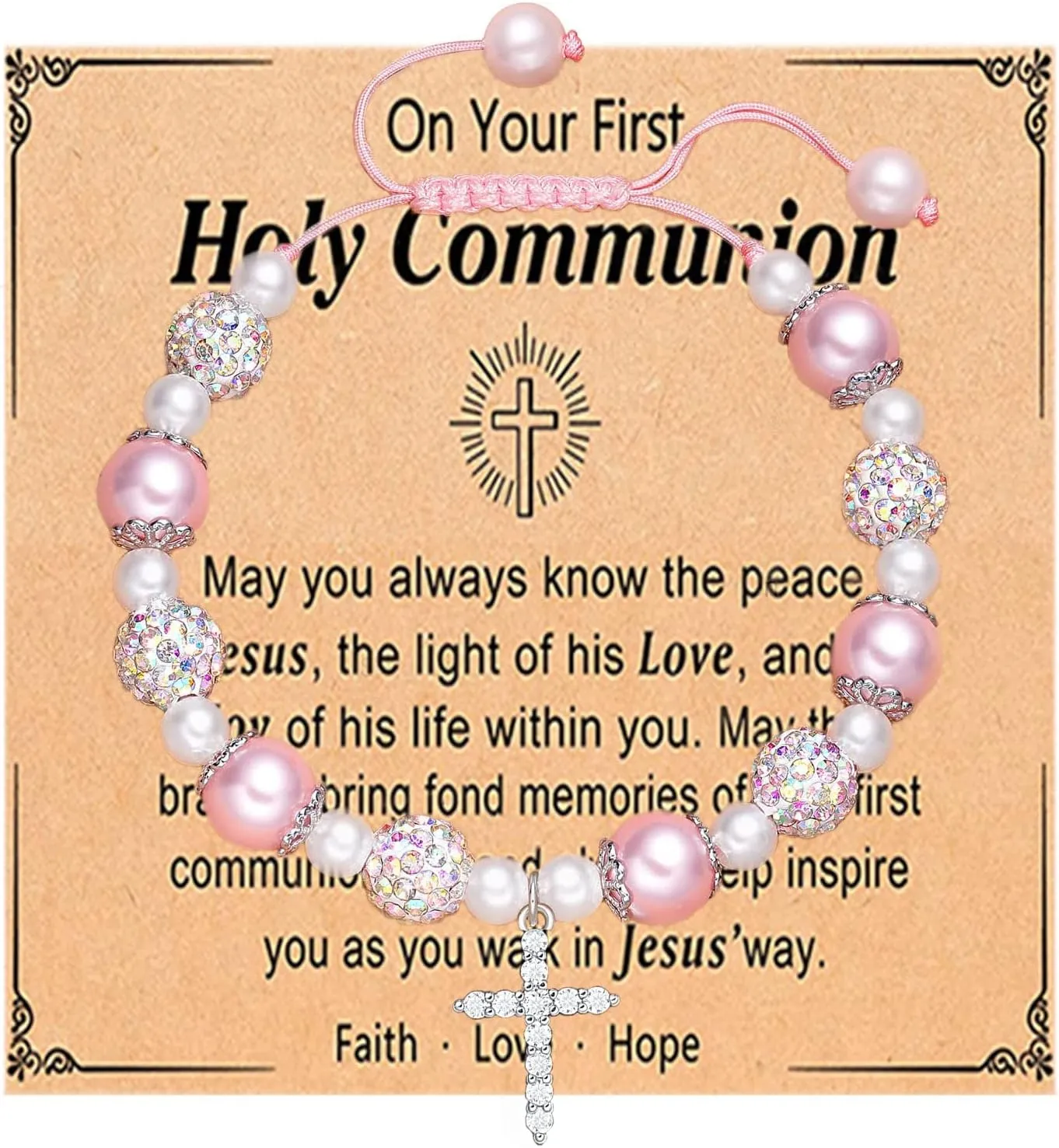 Angyape Baptism Gifts Cross Bracelet, First Communion Gifts Bracelets
