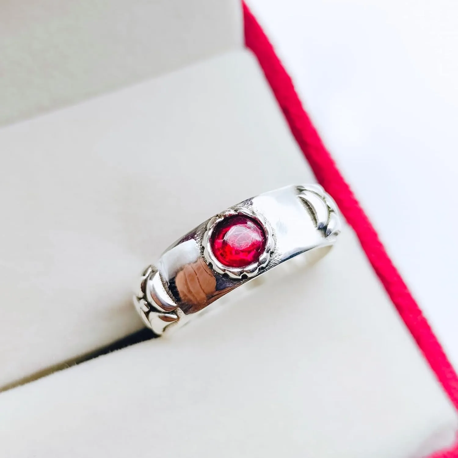 Anime Moving Castle Sterling Silver Ring Cosplay Jewelry for Couples Birthday gift for Him/Her Award Winning Anime Movie Cosplay by Forever Gems & Jewels (Howl's Red, 12)