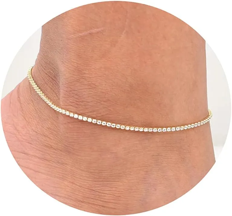 Ankle Bracelets for Women 18K Gold Plated Dainty Layering Anklets for Women Layered Twisted Rope Coin Chain Anklet Bracelets Waterproof Beach Summer Foot Jewelry