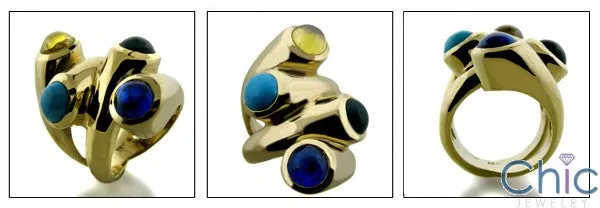 Anniversary 1.25 Ct Capushon in Bezel Cubic Zirconia Yellow Gold Ring