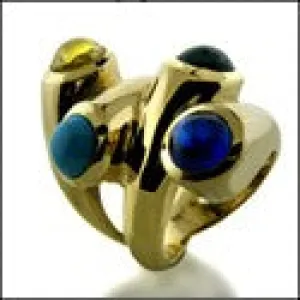 Anniversary 1.25 Ct Capushon in Bezel Cubic Zirconia Yellow Gold Ring