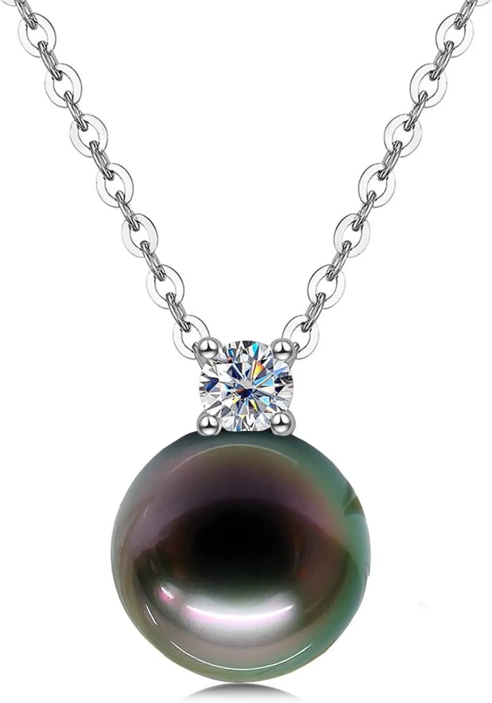 Anniversary Birthday Gfits for Wife - Tahitian Black Pearl Necklace- Gifts for Women Mom Girlfriend Her Christmas Mothers Day Valentine's Day Fine Jewelry Gifts Real 9-10mm Pearls Pendant