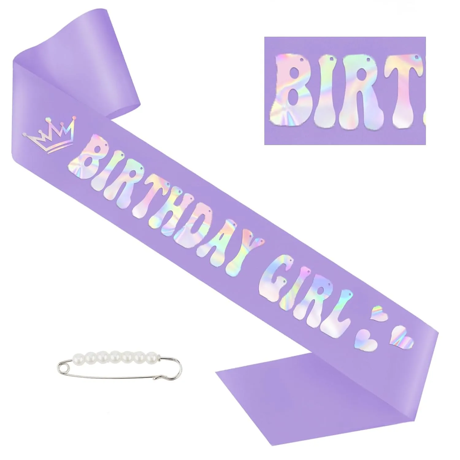 Aprince Birthday Girl Sash Glitter Accessories Purple Party Favor Supplies and Decorations for Women Happy Birthday Sash for Sweet 16 18th 21st Gifts
