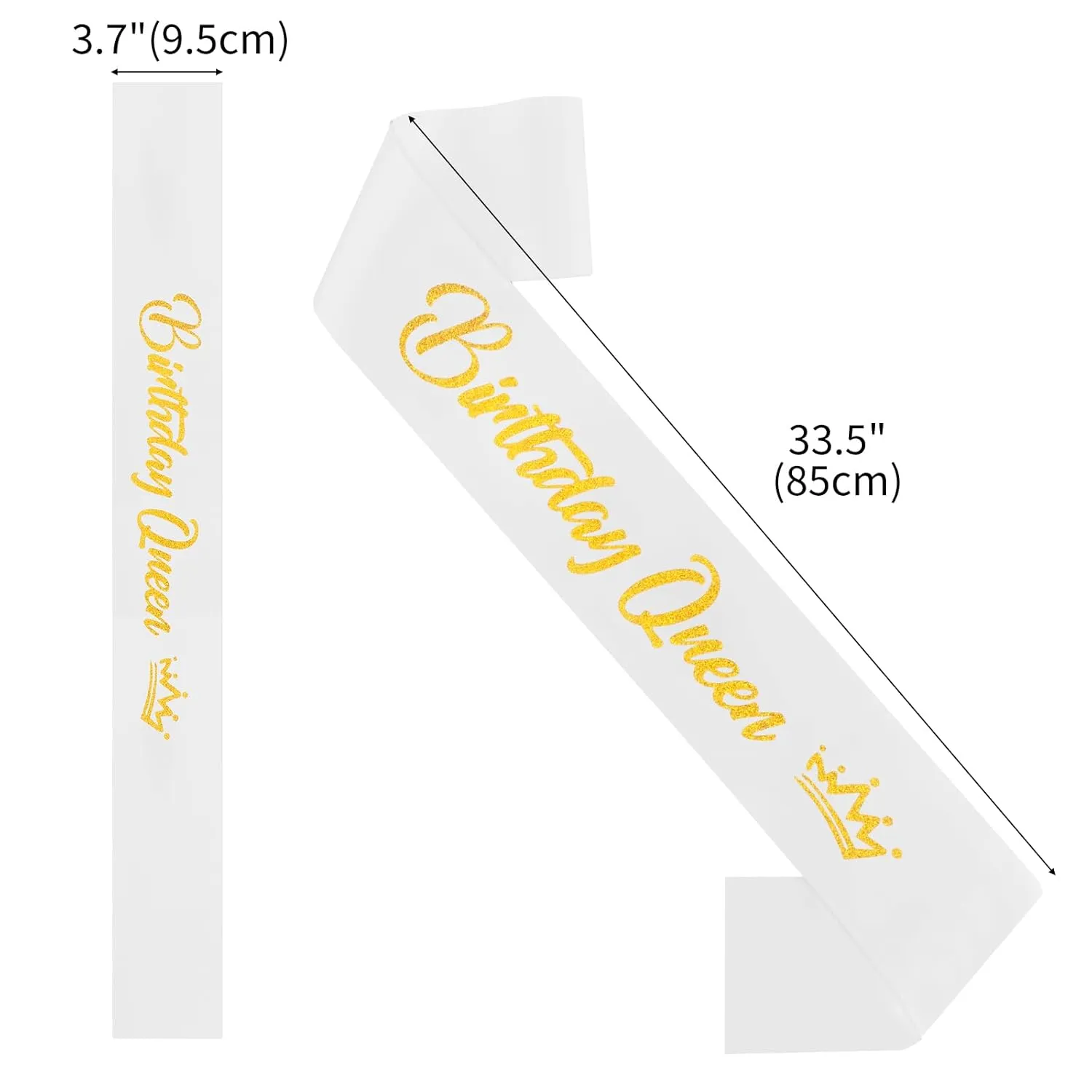Aprince Birthday Queen Sash Glitter Accessories White Party Favor Supplies and Decorations for Women Girls Happy Birthday Sash for Sweet 16 18th 21st 30th 40th Gifts
