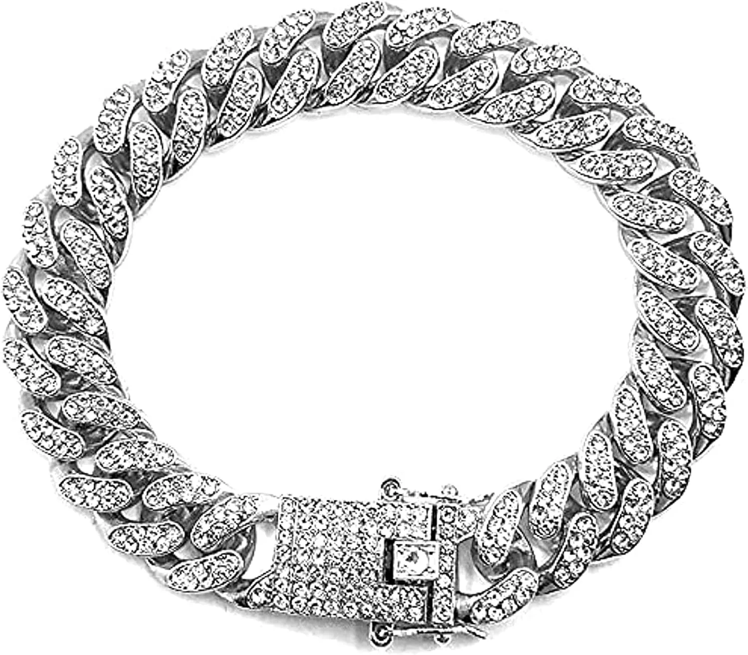 Apzzic Cuban Link Bracelet Iced Out Miami Gold Plated Hip Hop Full CZ Prong Diamond Bracelet with Giftbox Cuban Link Anklets for Men Women