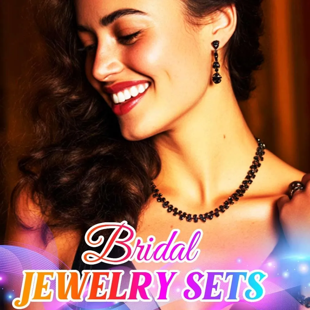 Aukmla Rhinestone Wedding Jewelry Set Silver Bridal Necklaces Earrings Bracelet Sets Prom Jewelry for Women and Brides