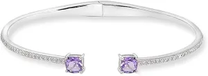 B. BRILLIANT Sterling Silver Genuine, Created Gemstone & Synthetic White Sapphire Cushion-Cut Stackable Cuff Bangle Bracelet