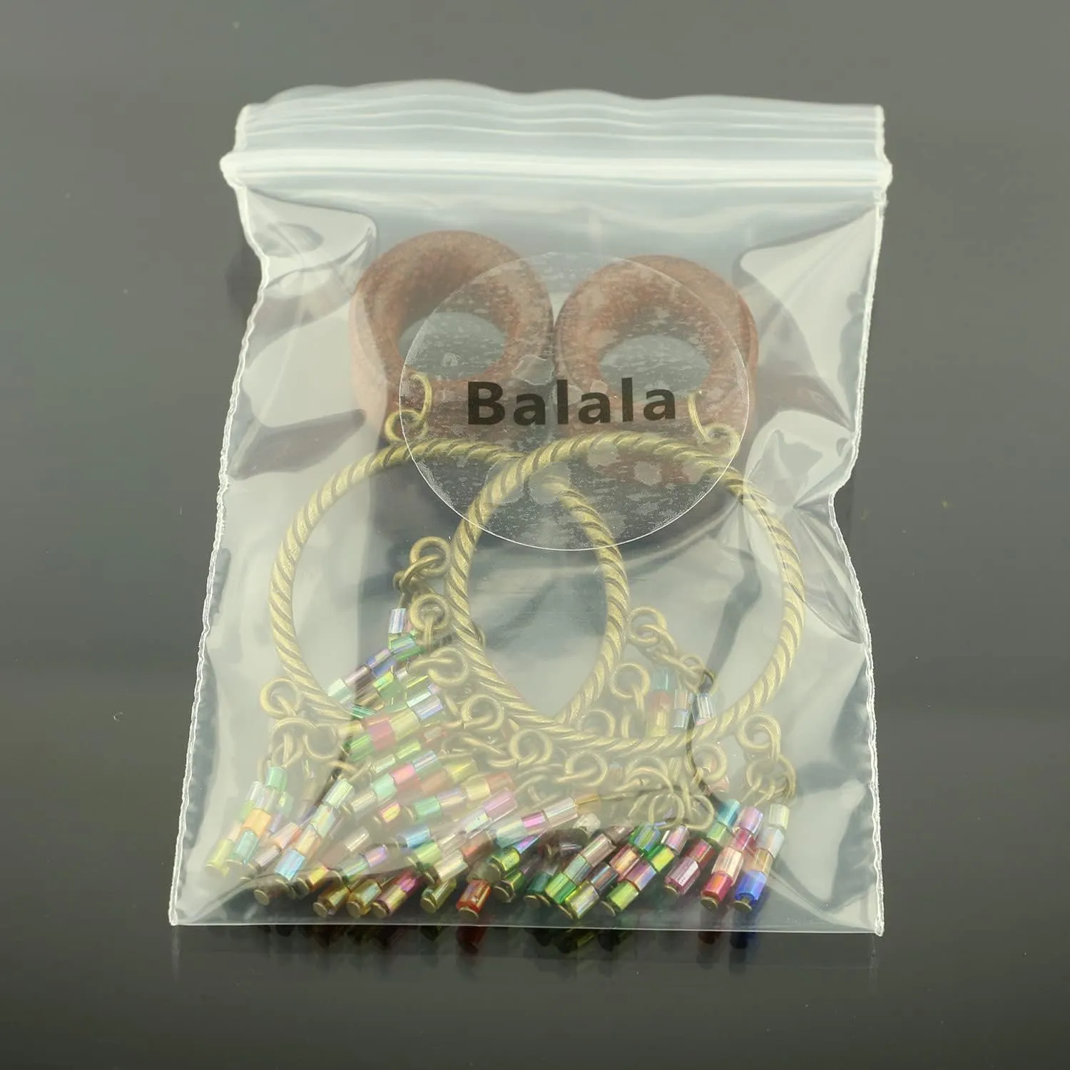 Balala 8mm-22mm Bohemian Beads Tassel Wood Dangle Ear Gauges Piercing Flesh Tunnels Plugs Statement Earrings