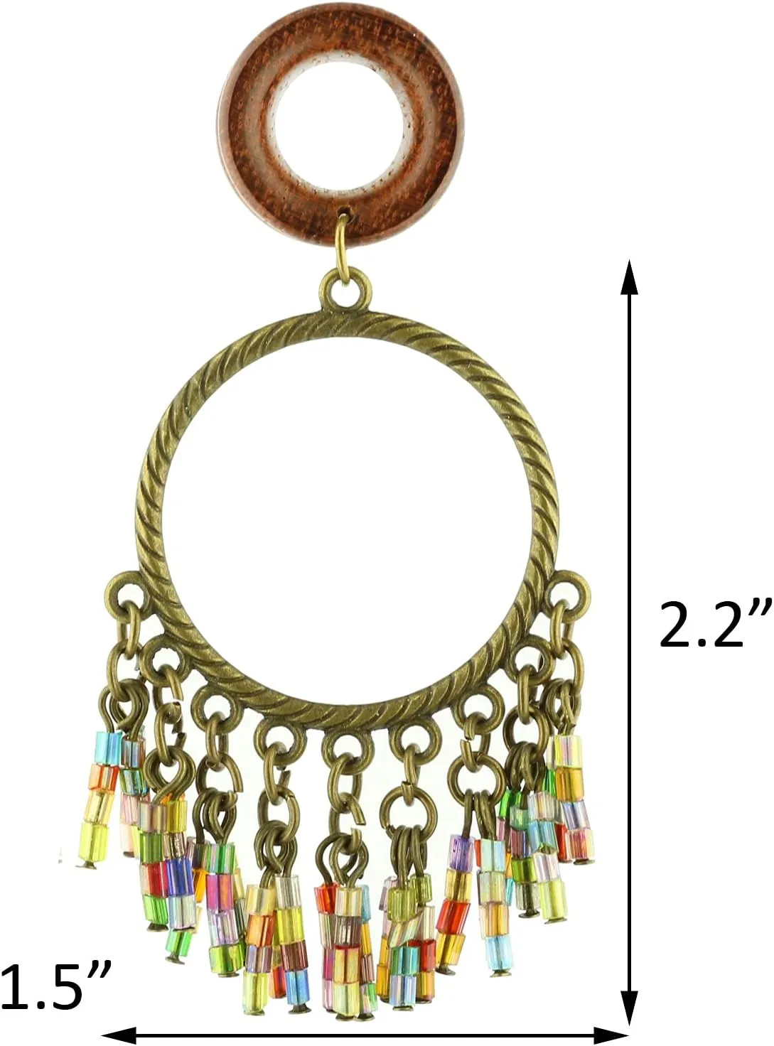 Balala 8mm-22mm Bohemian Beads Tassel Wood Dangle Ear Gauges Piercing Flesh Tunnels Plugs Statement Earrings