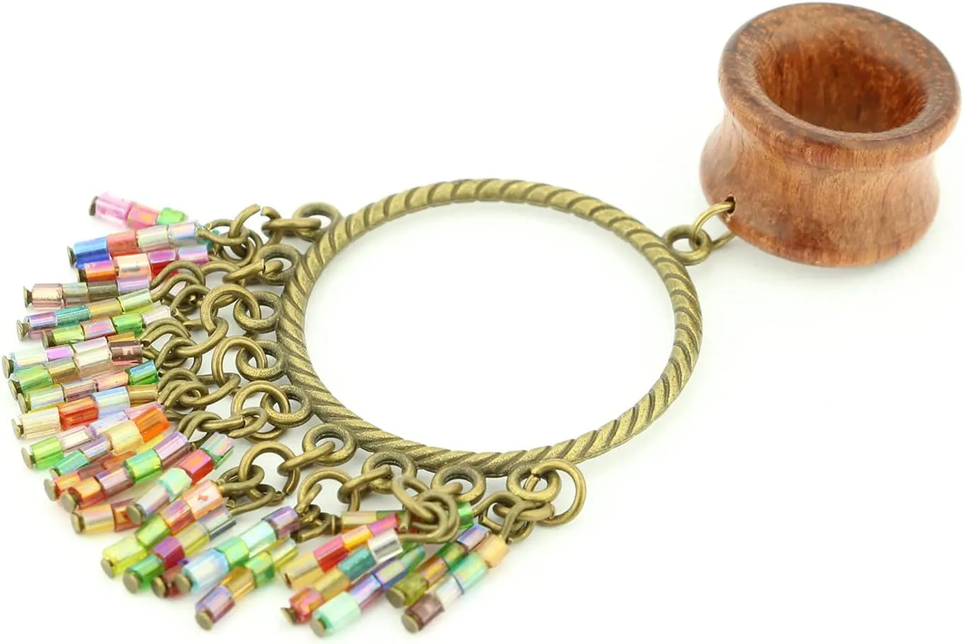 Balala 8mm-22mm Bohemian Beads Tassel Wood Dangle Ear Gauges Piercing Flesh Tunnels Plugs Statement Earrings