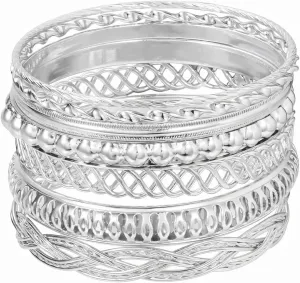 Bangle Bracelets for Women Gold Bracelet Stack Stackable Indian Boho Chunky Silver Bangles Jewelry Sets for Women Teen Girls