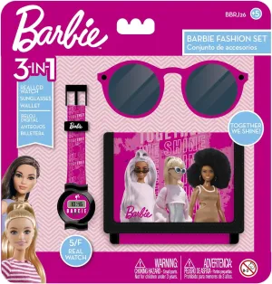 Barbie Fashion Set, Girls Toy Gift Set: LCD Watch, Sunglasses, and Wallet - for Kids Ages 3 and Up