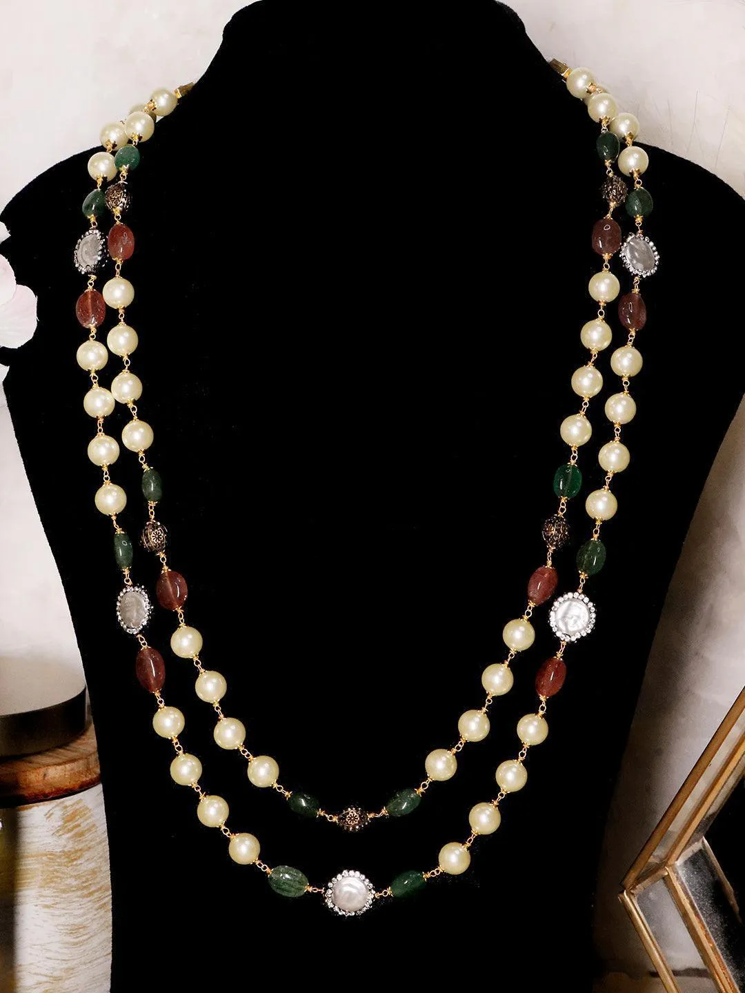 Baroque Double Layered Semi Precious Mala For Men