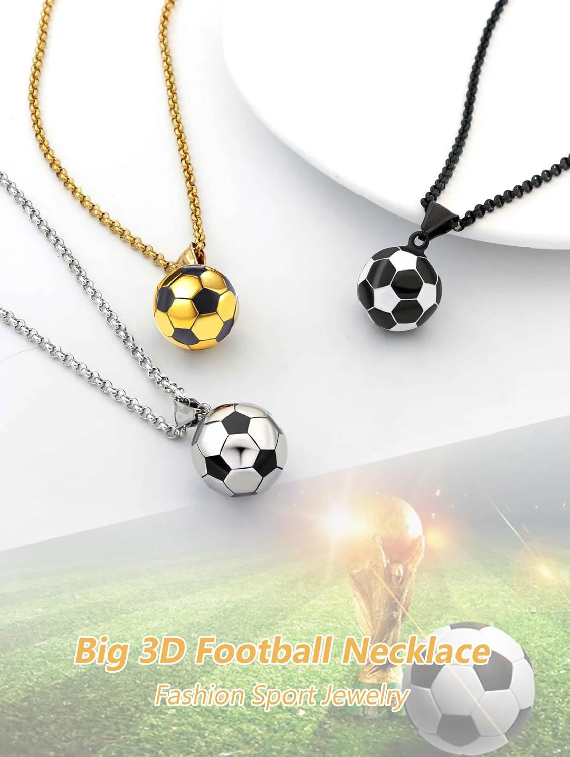 Baseball Soccer Football Necklaces for Men Sports Jewelry Gifts Stainless Steel Pendant Chain Mens Jewelry
