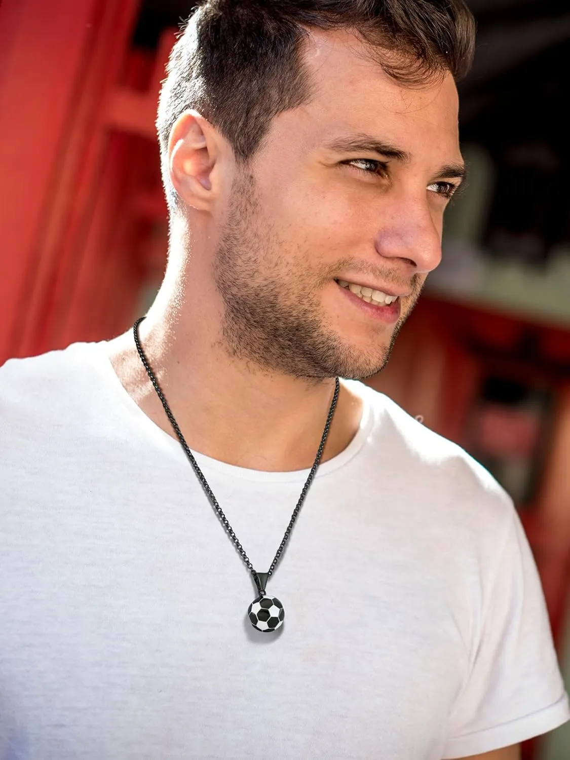 Baseball Soccer Football Necklaces for Men Sports Jewelry Gifts Stainless Steel Pendant Chain Mens Jewelry
