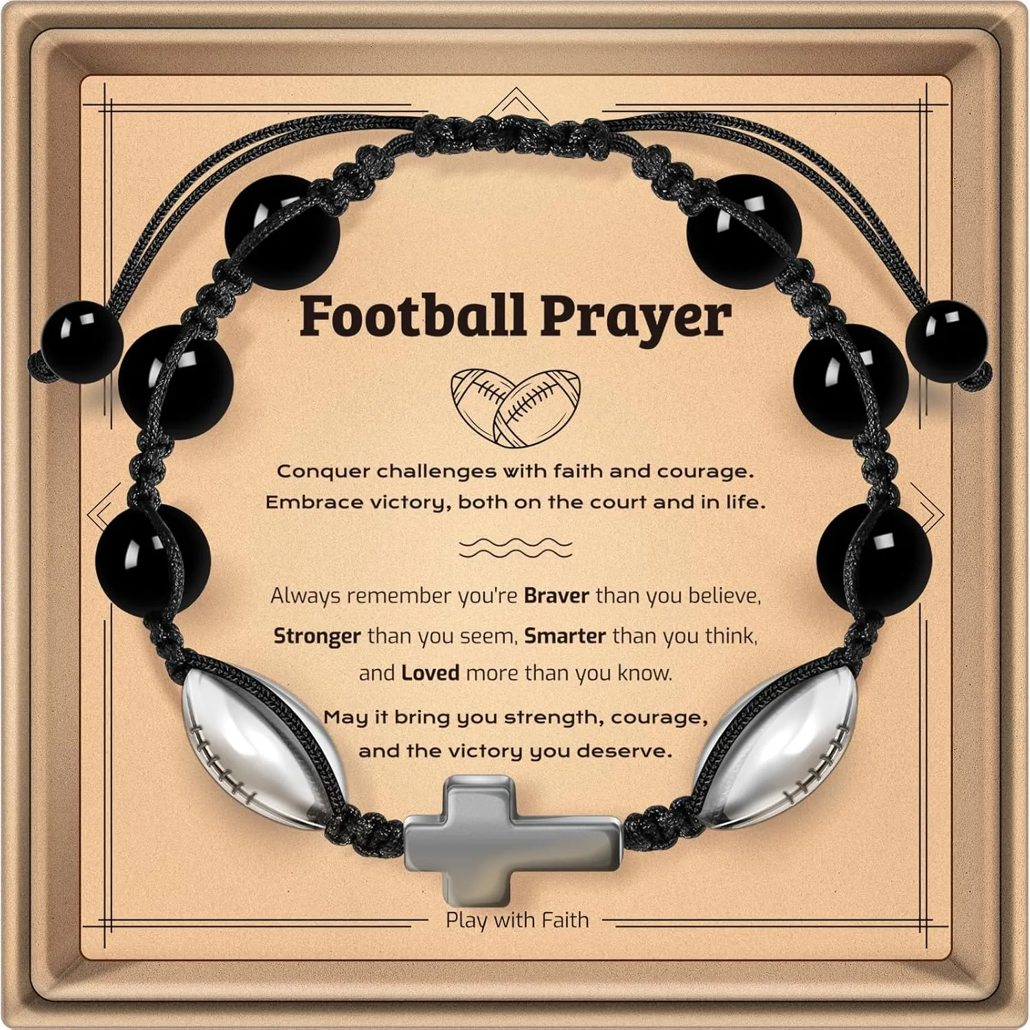 Baseball Soccer Volleyball Basketball Football Bracelet Gifts Stainless Steel Cross Bracelets Gifts for Son, Grandson, Nephew, Brother, Daughter