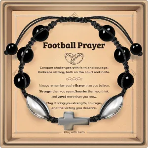 Baseball Soccer Volleyball Basketball Football Bracelet Gifts Stainless Steel Cross Bracelets Gifts for Son, Grandson, Nephew, Brother, Daughter