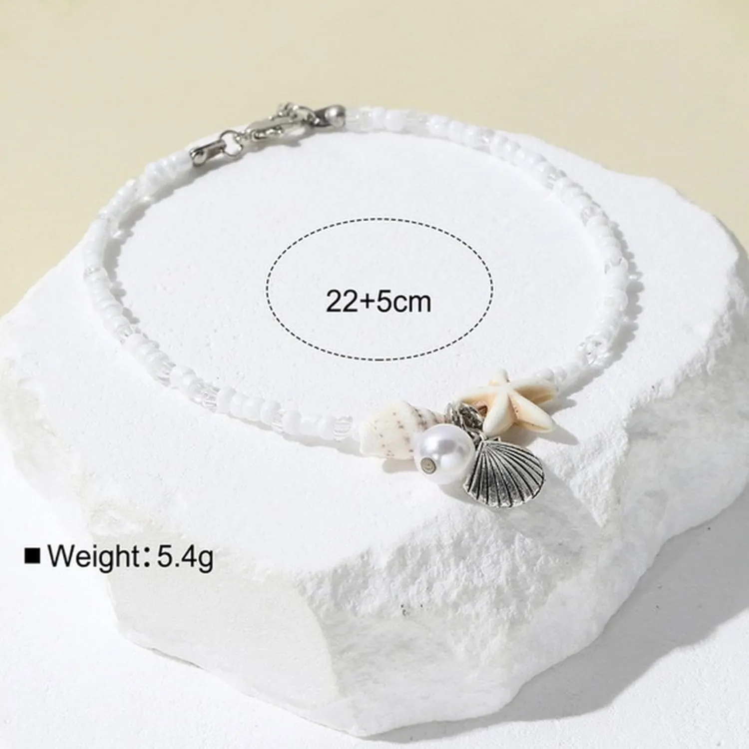Beach Puka Shell Anklet for Women Waterproof Beaded Ankle Bracelets Adjustable Starfish Seashell Pearl Foot Chain Boho Jewerly Present for Summer Beach Party