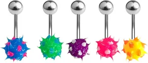 Belly Button Ring Navel Piercing with Spike Silicone Ball - Pack Of 5