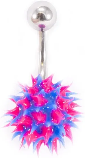Belly Button Ring Navel Piercing with Spike Silicone Ball