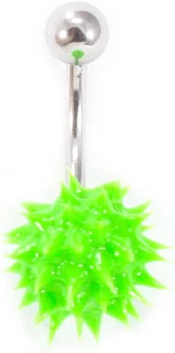 Belly Button Ring Navel Piercing with Spike Silicone Ball