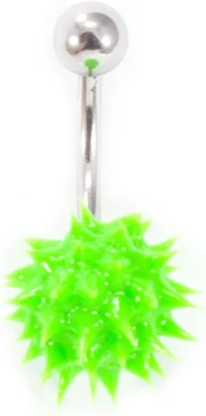 Belly Button Ring Navel Piercing with Spike Silicone Ball